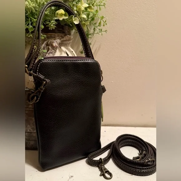 CHALA Black Crossbody Phone Bag with Red Cardinal Applique - Picture 3 of 4